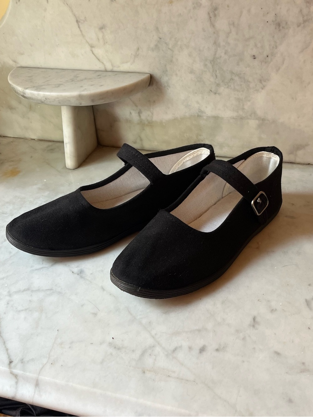 Shoes18 Canvas Mary Janes Black - Size 8